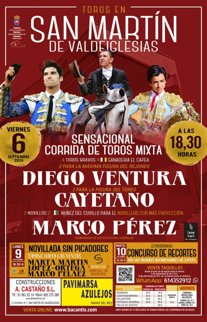 Cartel festejo taurino 6 septiembre 2024. San Martín de Valdeiglesias