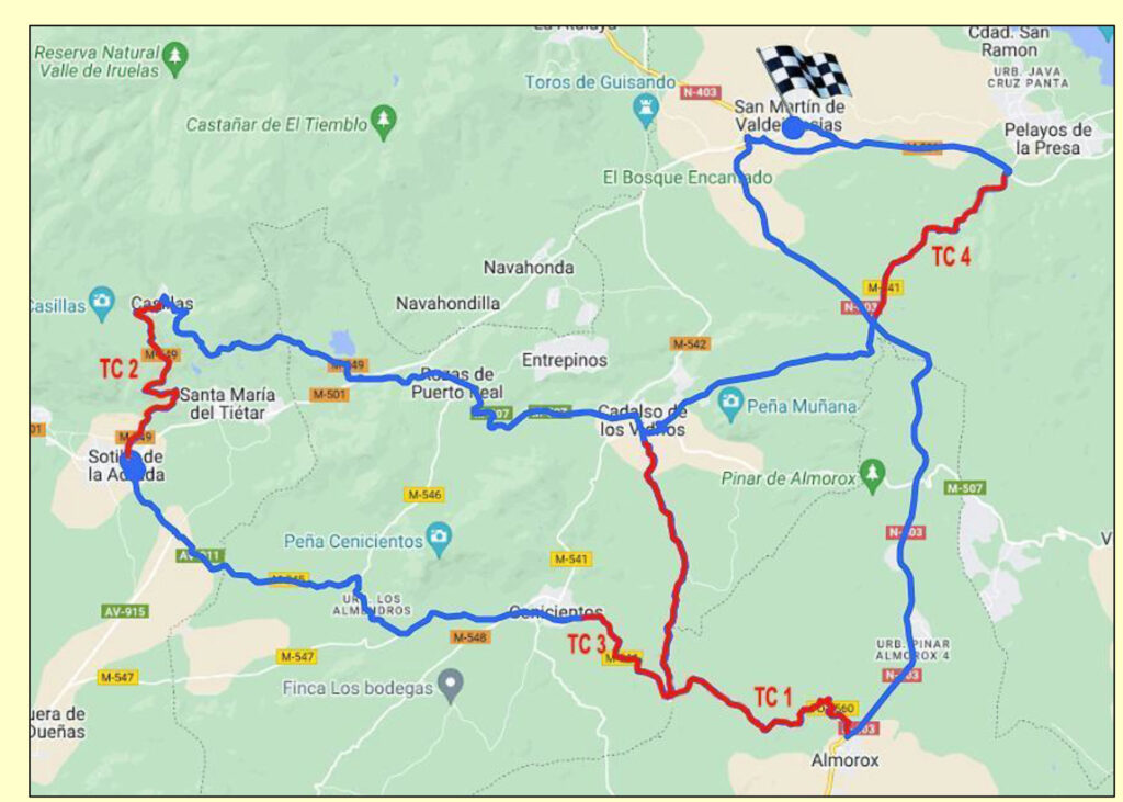 Mapa con el recorrido del rally