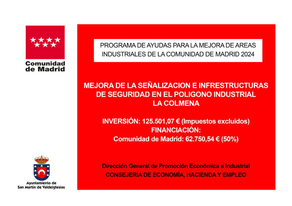 Cartel de las obras del polígono industrial