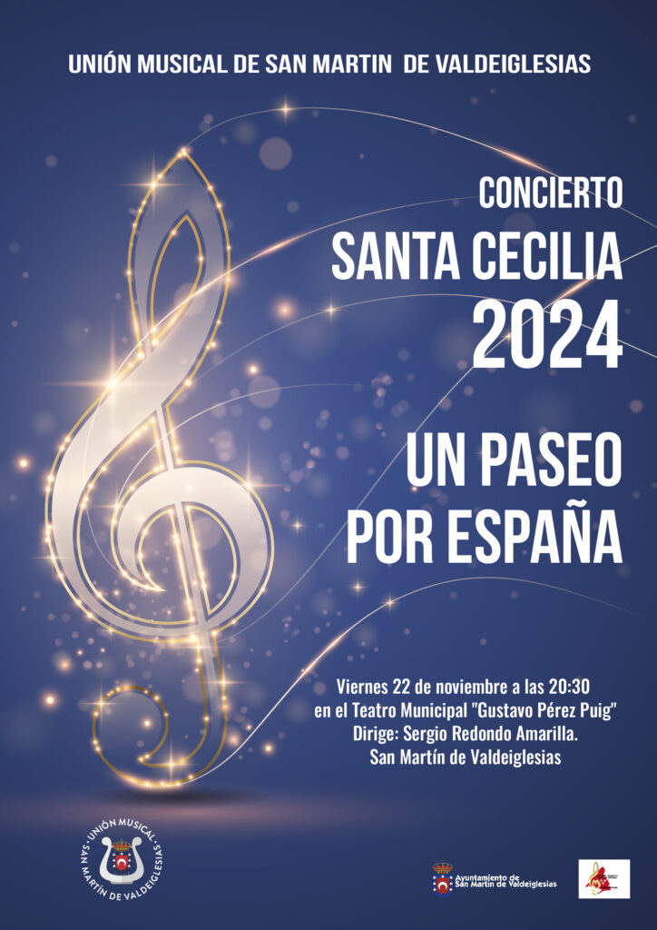 Cartel concierto de Santa Cecilia.  Un paseo por España